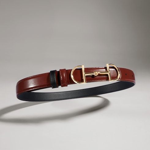 Women's Reversible Horsebit Buckle Thin Belt