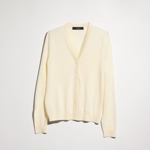 Women's Fine Wool Cardigan with Embroidery