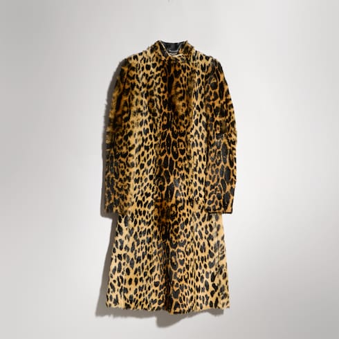 Women's Printed Long Hair Cow Hide Coat