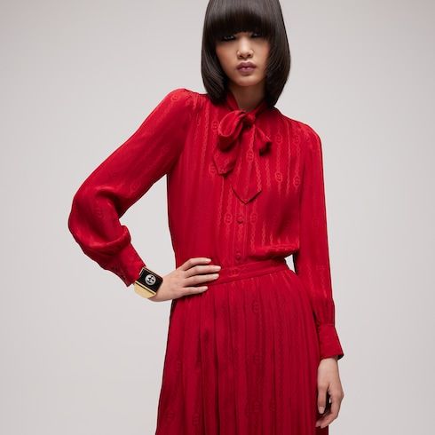 Women's Interlocking G Chain Silk Jacquard Shirt
