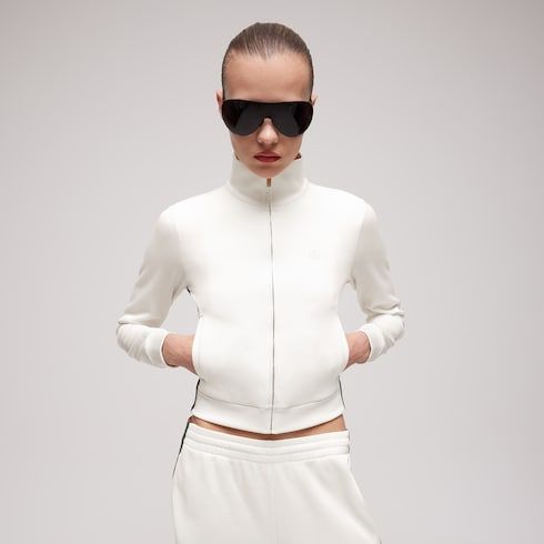 Women's Rib Cotton Jersey Zip Sweatshirt
