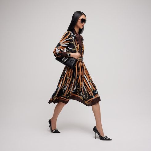 Women's Printed Silk Chemisier Dress