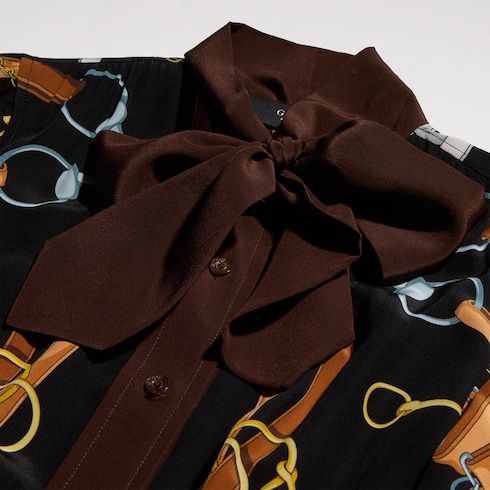 Women's Printed Silk Chemisier Dress