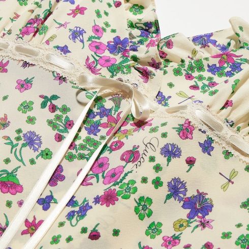 Women's Printed Silk Dress with Rouche