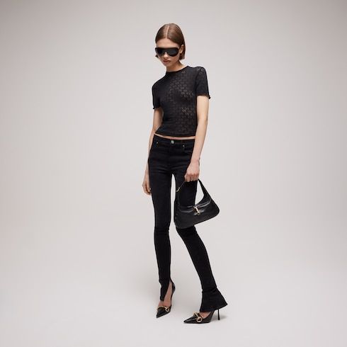 Women's Devoré Cotton Knit Crewneck T-Shirt