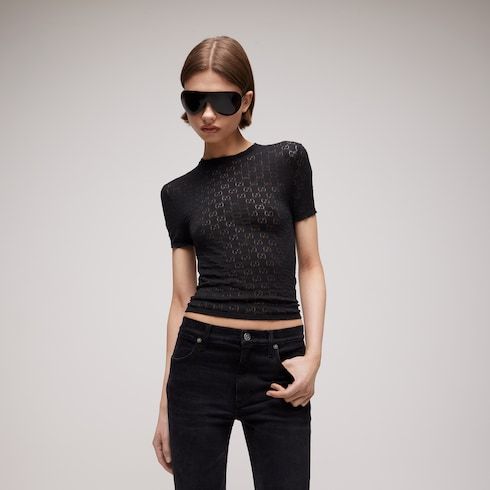 Women's Devoré Cotton Knit Crewneck T-Shirt