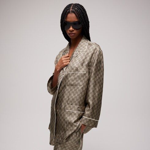 Women's Printed Silk Twill Shirt