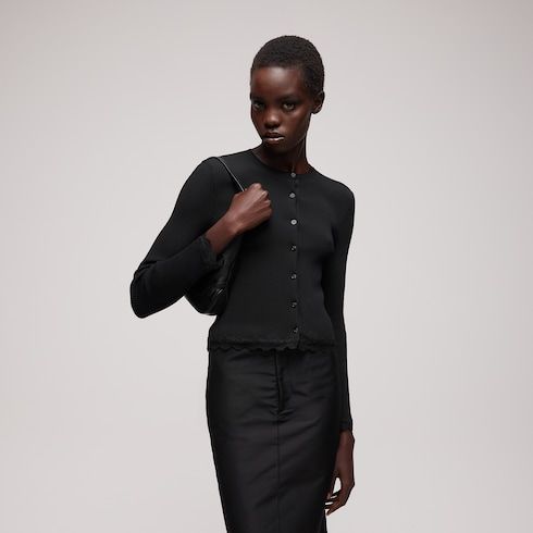 Women's Fine Matte Viscose Rib Cardigan