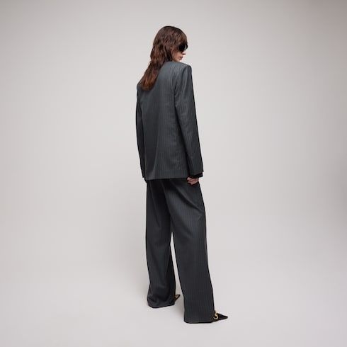 Women's Pinstripe Wool Oversize Fit Pants
