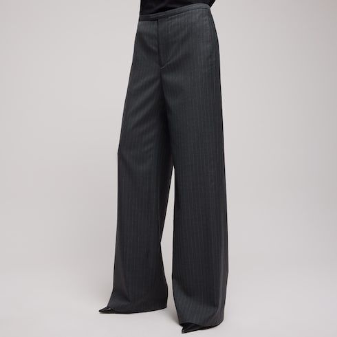 Women's Pinstripe Wool Oversize Fit Pants