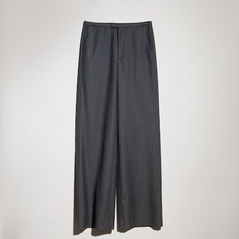 Women's Pinstripe Wool Oversize Fit Pants