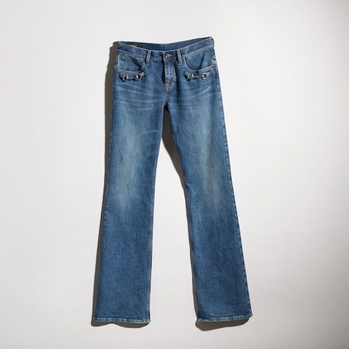 Women's Stretch Cotton Denim Pants with Horsebit