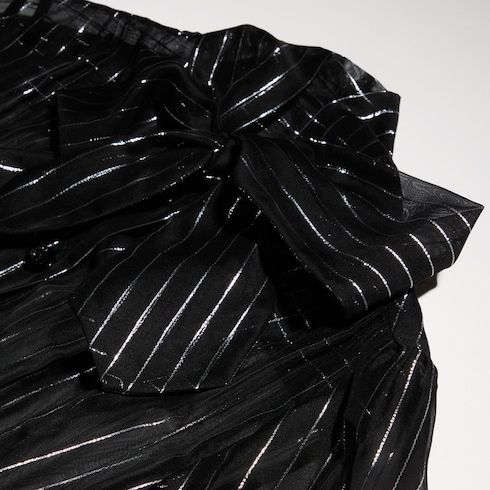 Women's Pinstripe Silk Organza Chemisier Dress