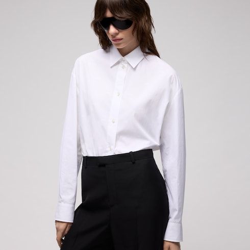 Women's Cotton Poplin Damier Shirt
