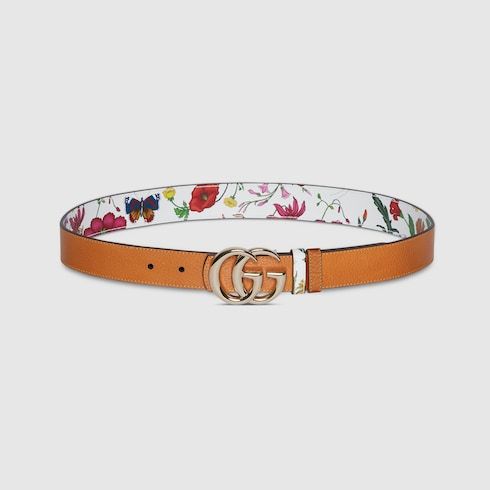 Women's Double G Buckle Reversible Leather Belt
