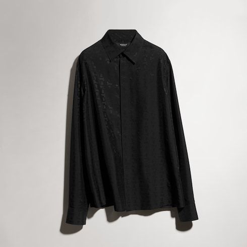 Women's Silk Habotai Crest Jacquard Shirt