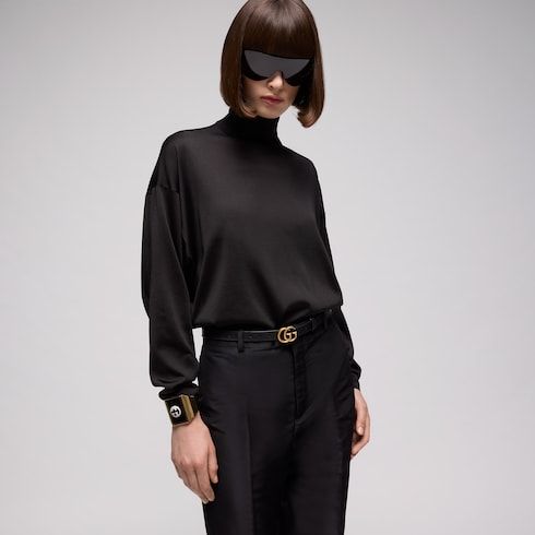 Women's Thin Double G Buckle Leather Belt