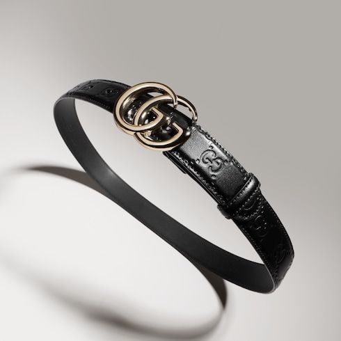 Women's Thin Double G Buckle Leather Belt
