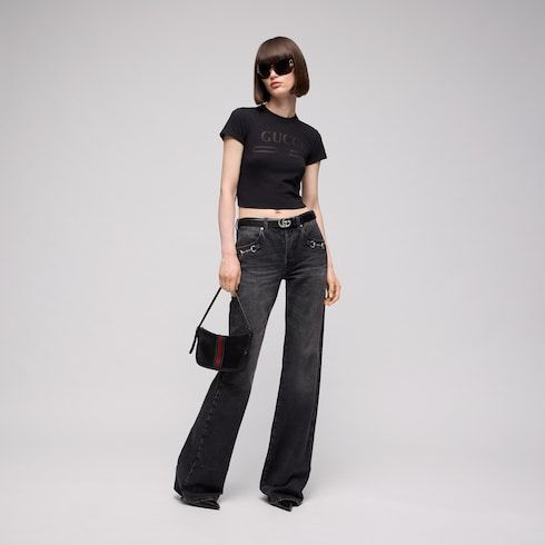 Women's Thin Crystal Buckle Leather Belt