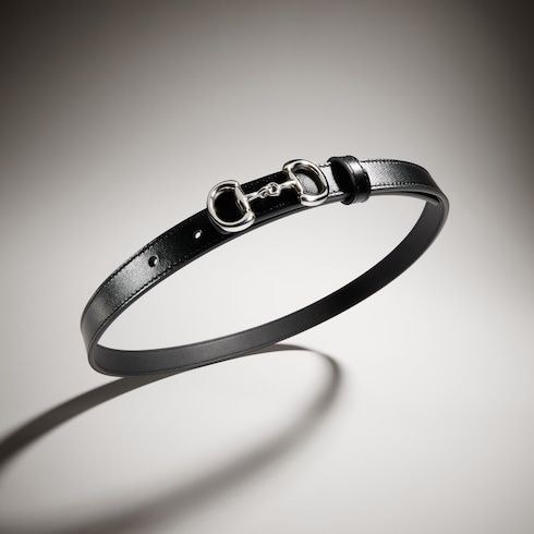 Women's Thin Horsebit Buckle Leather Belt