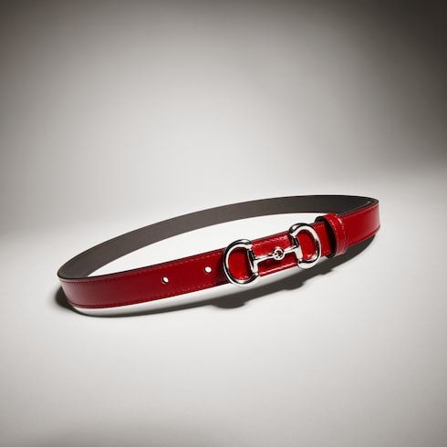 Women's Thin Horsebit Buckle Leather Belt