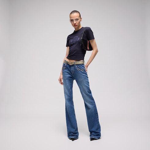 Women's Reversible Double G Buckle Canvas Belt