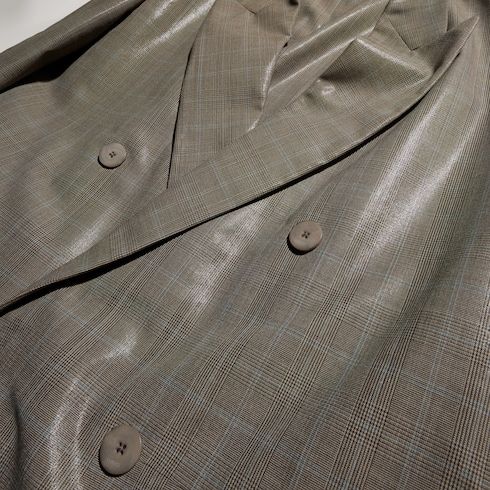 Men's Coated Prince of Wales Wool Blend Jacket