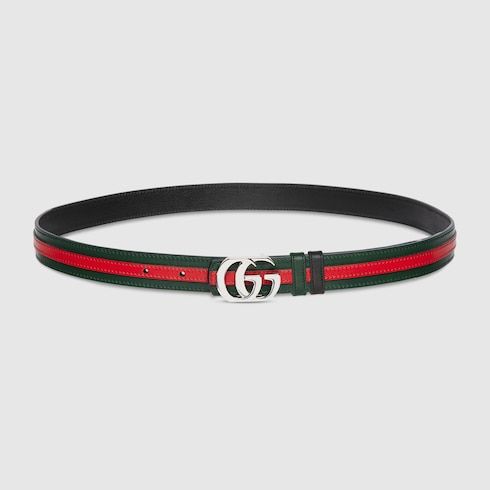 Women's Reversible Thin Double G Buckle Leather Belt