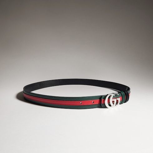 Women's Reversible Thin Double G Buckle Leather Belt