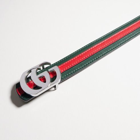 Women's Reversible Thin Double G Buckle Leather Belt