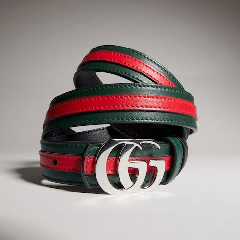 Women's Reversible Thin Double G Buckle Leather Belt