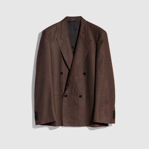 Women's Gingham Polyester Wool Jacket