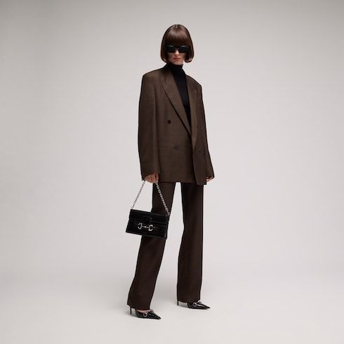 Women's Gingham Polyester Wool Jacket