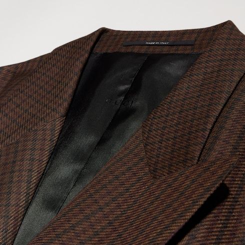 Women's Gingham Polyester Wool Jacket