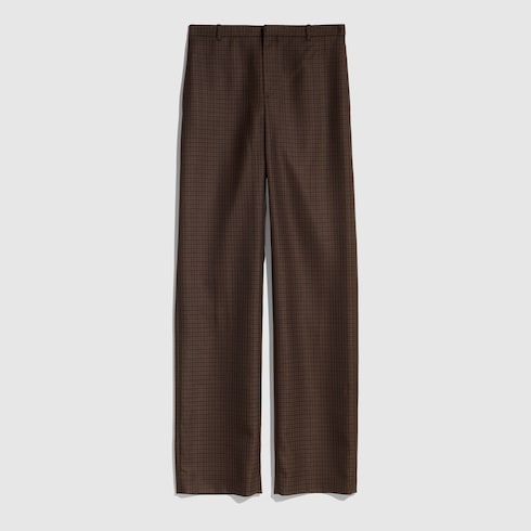 Women's Gingham Polyester Wool Pants