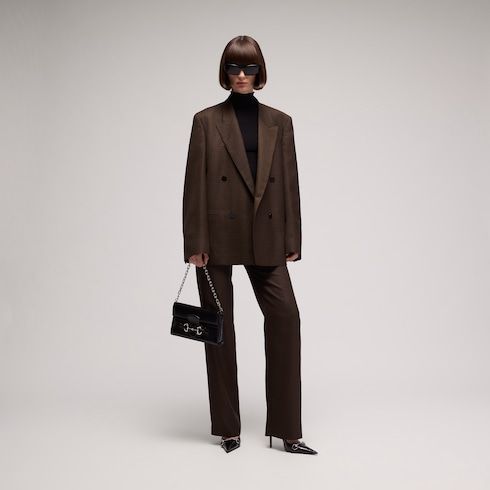 Women's Gingham Polyester Wool Pants