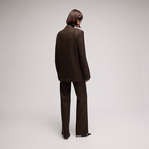 Women's Gingham Polyester Wool Pants