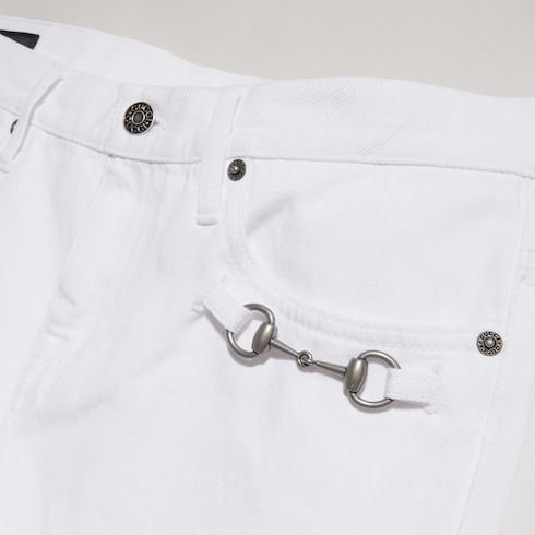 Women's Washed Cotton Denim Flared-Leg Pants with Horsebit