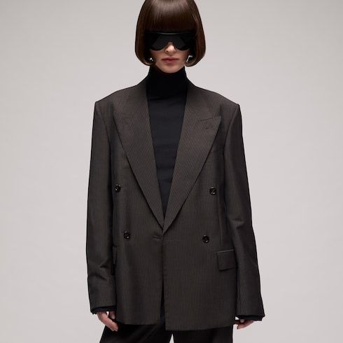 Women's Pinstripe Wool Mohair Jacket