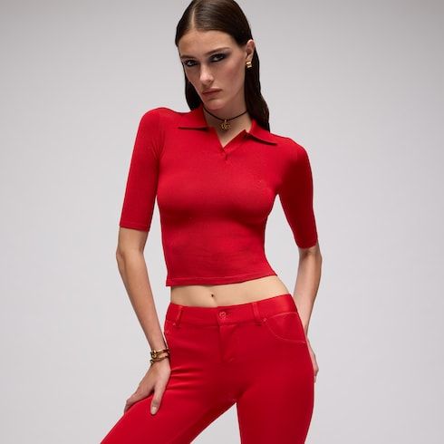 Women's Fine Stretch Knit Silk Polo Shirt