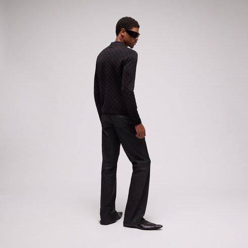 Men's Flared Coated Cotton Twill Denim Pants