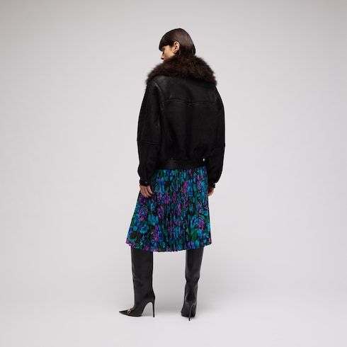 Women's Printed Silk Crêpe de Chine Midi Skirt