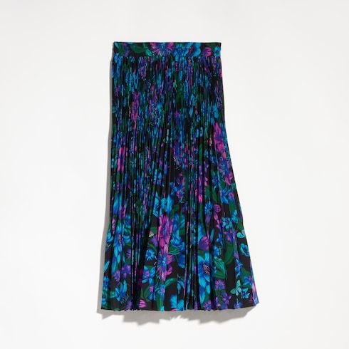 Women's Printed Silk Crêpe de Chine Midi Skirt