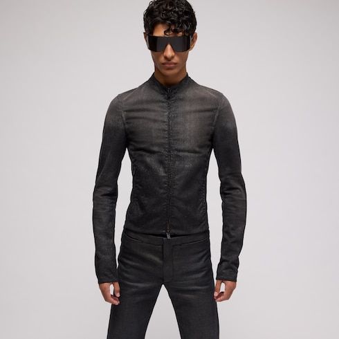 Men's Python Effect Cotton Viscose Blend Jacket
