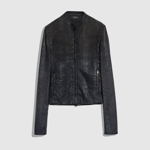 Men's Python Effect Cotton Viscose Blend Jacket