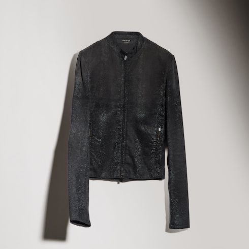 Men's Python Effect Cotton Viscose Blend Jacket