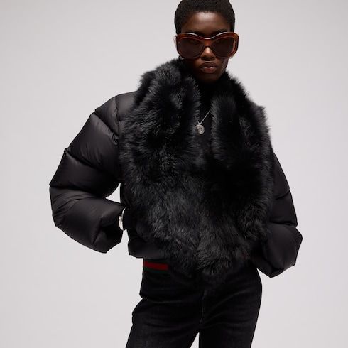 Women's Padded Polyester Shearling Jacket