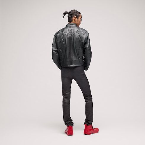 Men's Grainy Laminated Bull Leather Jacket