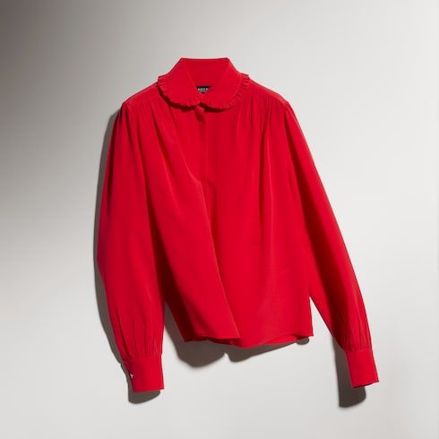 Women's Embroidered Silk Crêpe de Chine Shirt