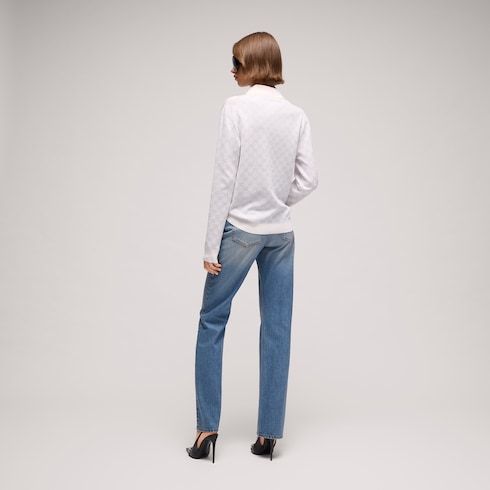 Women's Fine Knit Viscose GG Jacquard Sweater
